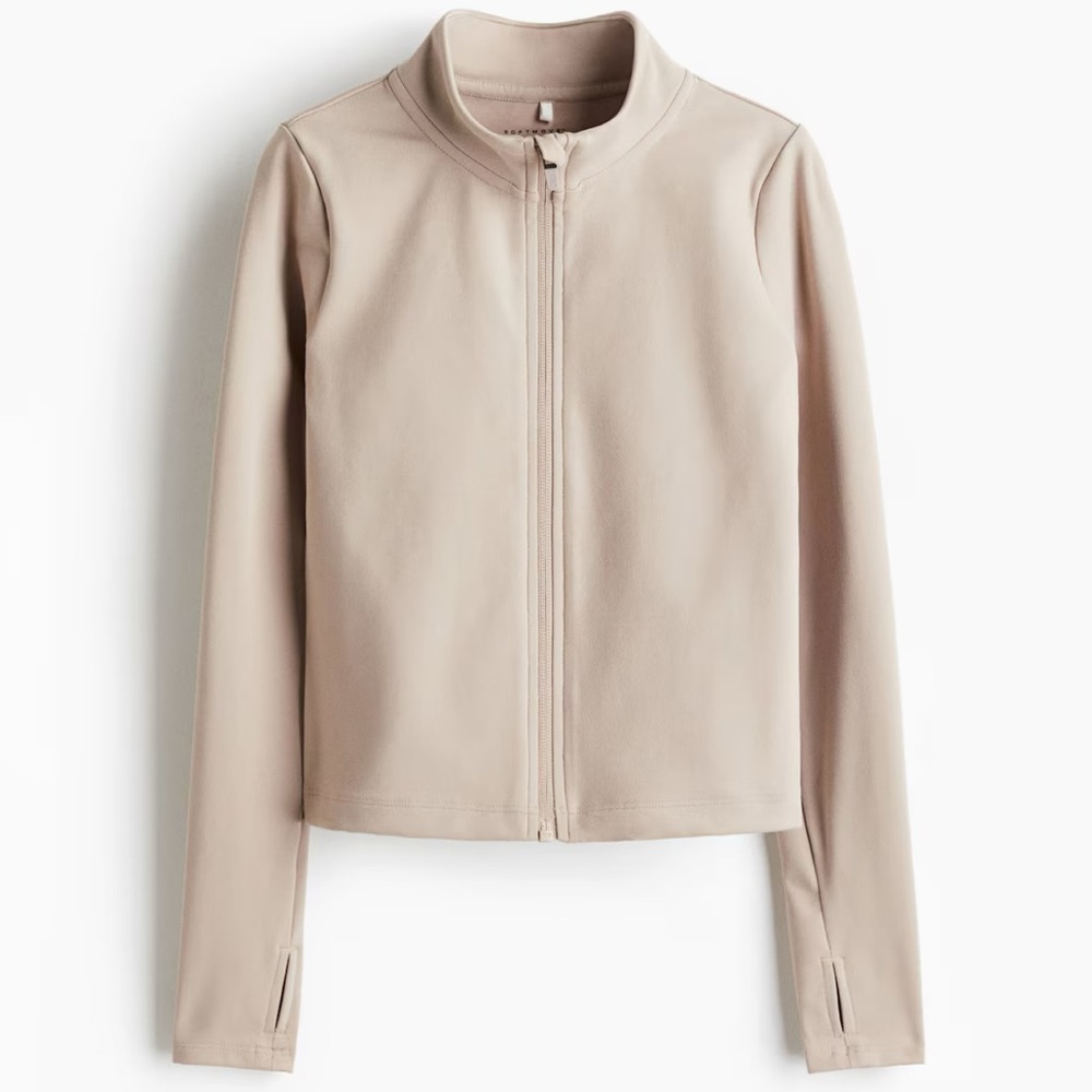 Beige Workout Athletic Jacket